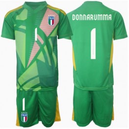 Italië Gianluigi Donnarumma #1 Keeper Uit tenue Kids EK 2024 Korte Mouw (+ Korte broeken)